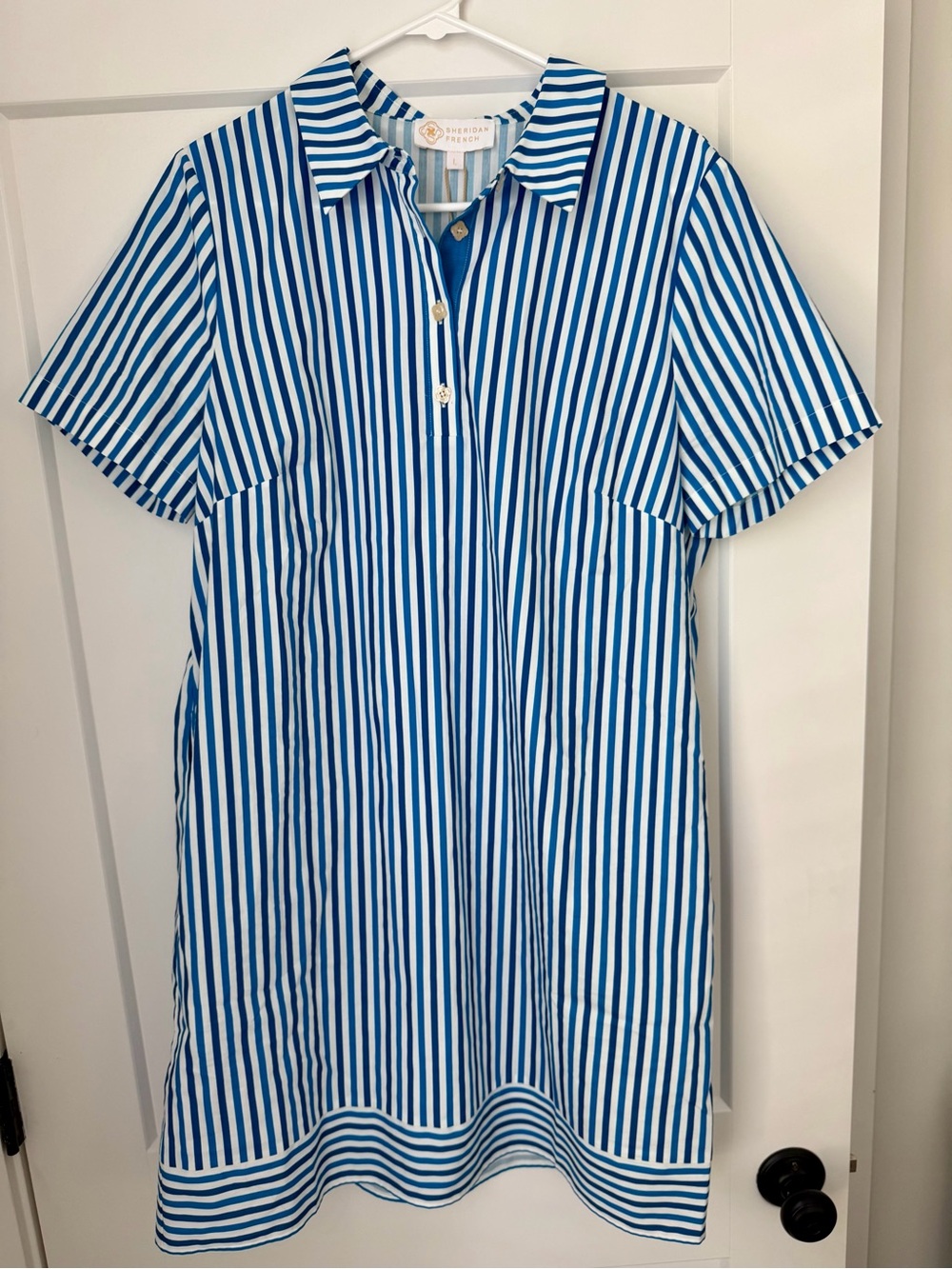 Sheridan Riley Dress in Regatta Blue & White Striped Polo Top NWT